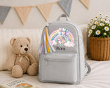Personalised Kids Mini Rucksack with Tassel, Girls Boys Nursery Backpack, Toddler Bag, Preschool School Bag, Custom Name Backpack Unicorn