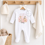 Personalised Pink Safari Birthday Outfit, When I Wake Up Birthday, Safari Animal Sleepsuit, Baby Vest, Bib or Girls Birthday Set, Age