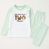 Personalised 1st Birthday Pyjama Set, When I Wake Up I Will Be One, Two, Four Monkey First Birthday Outfit, Boys Birthday Clothes, Name Gift