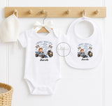 Personalised Racing Car First Birthday Outfit, When I Wake Up I Will Be 1, 2, 3, Boys Birthday Sleepsuit, Baby Vest, Bib or Sleepwear Set
