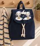 Personalised Kids Mini 100% Organic Cotton Canvas Rucksack, Hot Air Balloon Initial Backpack, Children's, Toddler, Baby Nursery Monogram Bag