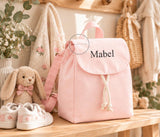 Personalised Kids Mini 100% Organic Cotton Canvas Rucksack, Custom Name Backpack, Children's, Toddler, Baby Nursery Bag