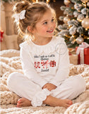 Personalised Girls Christmas Eve Set, When I Wake Up Christmas Outfit, Stocking Bow Gift Design, Kids Festive Night Before Set Frill