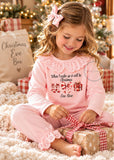 Personalised Girls Christmas Eve Set, When I Wake Up Christmas Outfit, Stocking Bow Gift Design, Kids Festive Night Before Set Frill