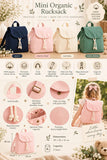 Personalised Kids Mini 100% Organic Cotton Canvas Rucksack, Hot Air Balloon Initial Backpack, Children's, Toddler, Baby Nursery Monogram Bag