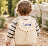Personalised Kids Mini 100% Organic Cotton Canvas Rucksack, Custom Name Backpack, Children's, Toddler, Baby Nursery Bag