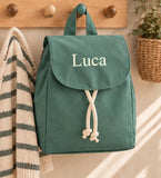 Personalised Kids Mini 100% Organic Cotton Canvas Rucksack, Custom Name Backpack, Children's, Toddler, Baby Nursery Bag