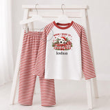 Personalised Christmas Eve Kids Stripe Set, Football Xmas Outfit, When I Wake Up It Will Be Christmas, Boys Girls Festive Night Before