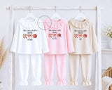 Personalised Girls Christmas Eve Set, When I Wake Up Christmas Outfit, Stocking Bow Gift Design, Kids Festive Night Before Set Frill