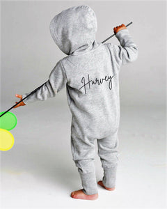 Personalised Name Baby Toddler All in One Hooded Onesie Lounge Wear