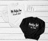 Birthday Squad ~ Birthday Girl ~Sweatshirt Tops ~ 30th/40th/50th/60th/70th Birthday Party with heart and line design