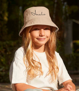 Personalised Organic Bucket Hat Kids Childrens Boy Girl Toddler
