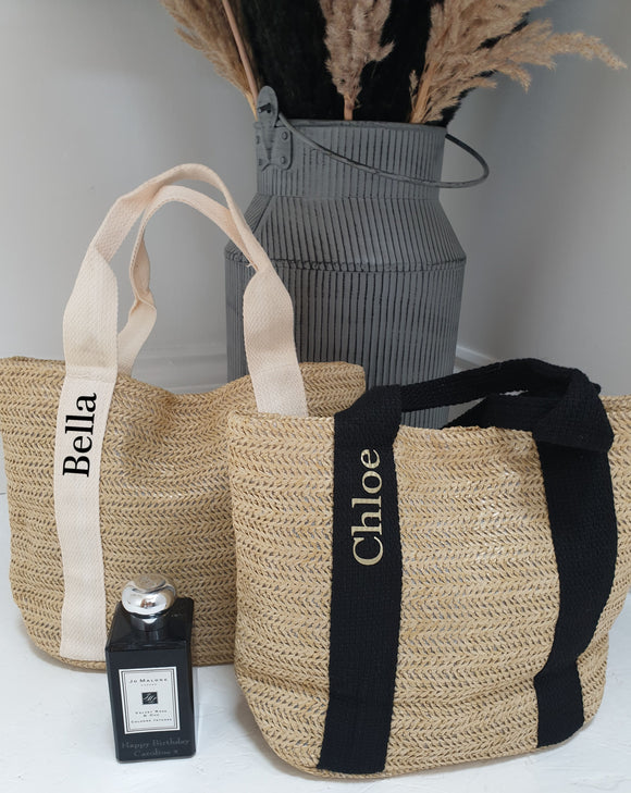 Personalised Small Straw Bag ~ Bridesmaid Gift ~ Hen Party Gifts ~ Beach Bag ~ Birthday Gift ~ Mini Straw Tote Bag
