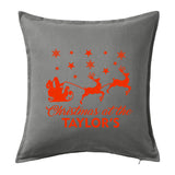 Christmas at the Family Name - Personalised Christmas Cushion with Santa & Reindeer