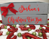 Christmas Eve Box Crate With Bow Personalised Wooden Gift Box