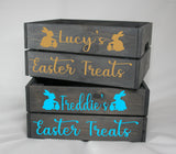 Personalised Easter Treats Crate Rustic Grey Stain Easter Gifts Easter Box