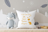 Name and Date with Elephant Hearts and Balloon ~ Newborn Baby, Christening, Birthday White Personalised Cushion Pillow including infill