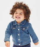 Personalised Denim Jacket with Name on Back in Floral Letters 3 months - 5 years
