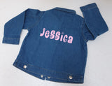 Personalised Denim Jacket with Name on Back in Floral Letters 3 months - 5 years