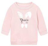 Personalised Easter Bunny with Name ~ Kids Childs Children Toddler Baby Sweatshirt Top