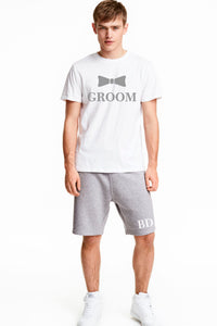 Men's Grooms Best Man Stag Party Loungewear Shorts Set Personalised with Title and Initials