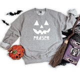 Personalised Halloweeen Pumpkin ~ Eyelashes  ~ Halloween Adult Sweatshirt Jumper Top