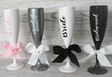 Wedding Champagne Flutes with Title or Name
