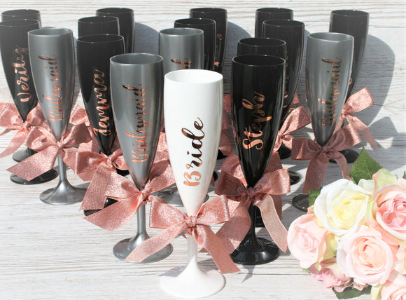 Wedding Champagne Flutes with Title or Name