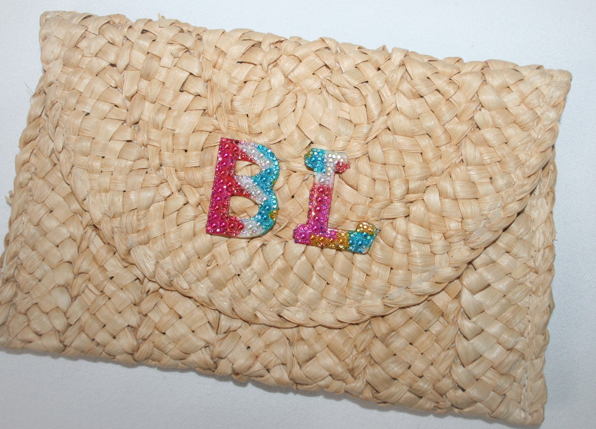 Personalised straw clutch bag online