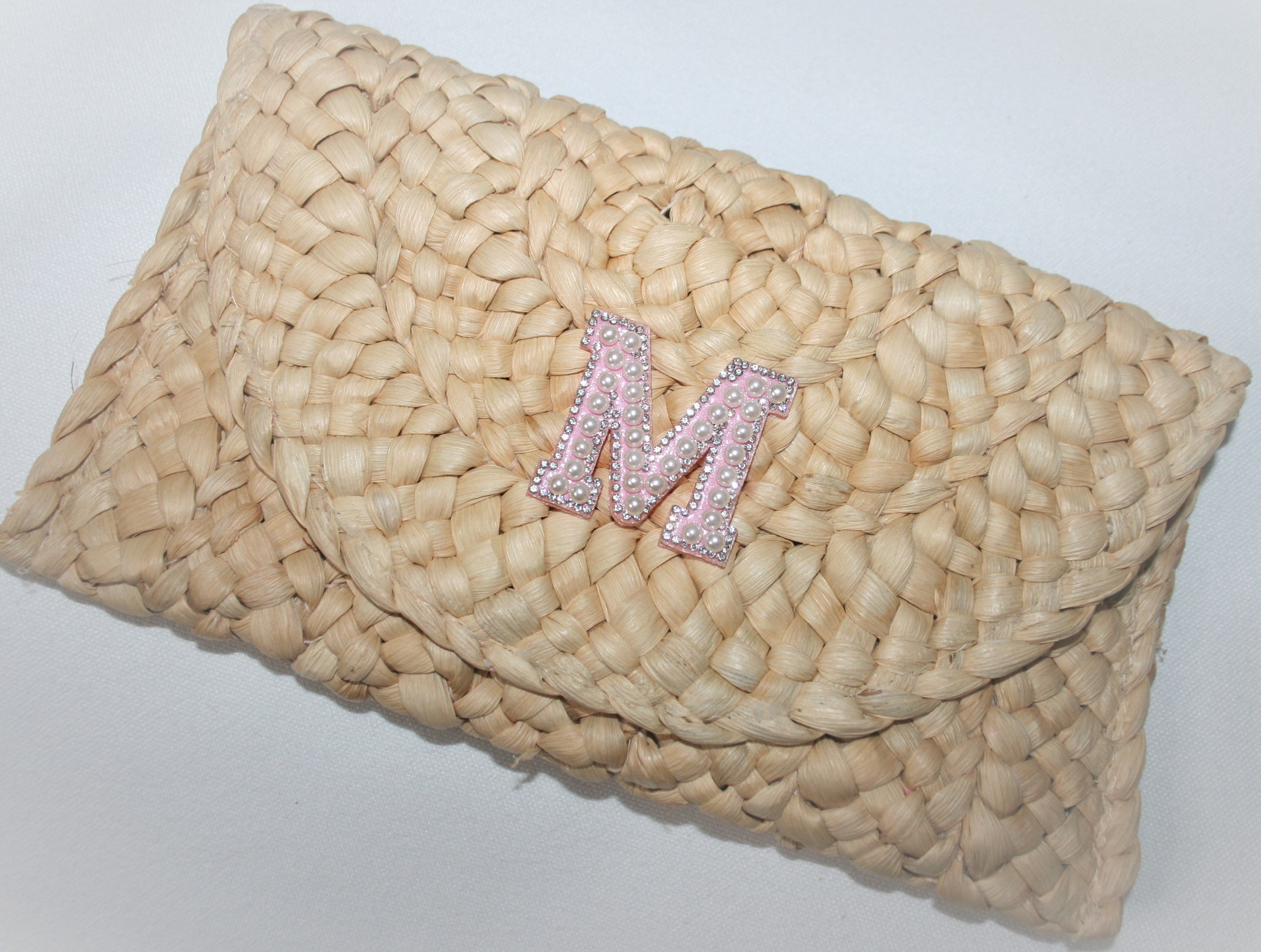 Personalised straw clutch discount bag