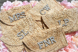 Personalised Monogram Initials Mrs Wedding Straw Clutch Bag Hen Party Bride Honeymoon