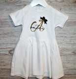 Girl's Dress with Initial and Name in Gold and Black Glitter