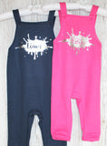Dungarees Personalised with Name in Splash/Splodge Baby Toddler Childrens Loungewear