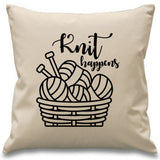 Knit Happens ~ funny knitting cushion