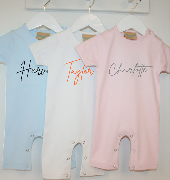 Short Sleeve Baby Rompers Personalised with Name