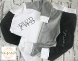 Personalised with initials and name ~ Loungewear Black,Grey and White