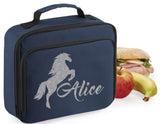 Personalised Name Horse Pony Lunch Box Bag School Bags Custom Bag Glitter