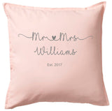 Mr & Mrs personalised cushion wedding anniversary valentines gift