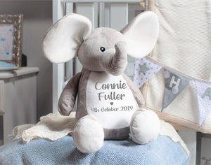 Elephant Newborn baby gift ~ soft plush toy personalised