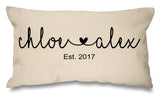 Names with heart personalised cushion wedding anniversary valentines gift