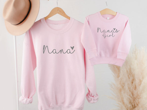 Nana Nanna Nanny Granny Grandma & Mini ~ Boy Girl Twinning ~ Matching Sweatshirts