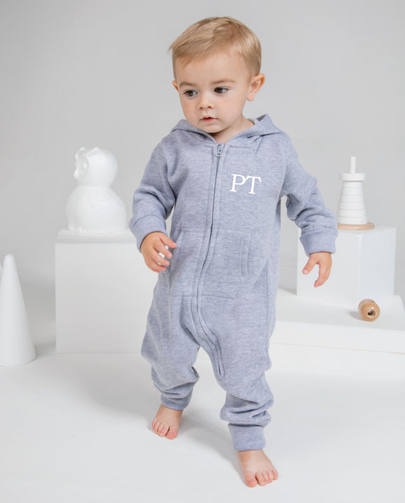 Personalised Initials Baby Toddler All in One Hooded Onesie Lounge Wear