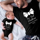 Our First Christmas with Daddy T Shirt with Bow Tie~ Baby Grow ~ Baby Vest ~Twinning