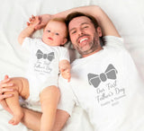 Personalised Our First Father's Day T Shirt with Bow Tie~ Baby Grow ~ Baby Vest ~ Fathers Day Tops ~ Twinning