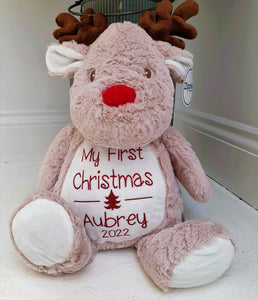 Christmas Reindeer soft plush toy personalised ~ Christmas 2022
