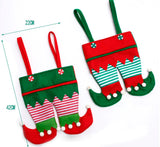 Personalised Christmas Xmas Elf Stockings ~ Elf Leg Xmas Bags